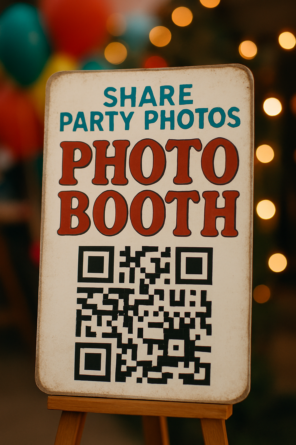 Photo booth props with QR codes