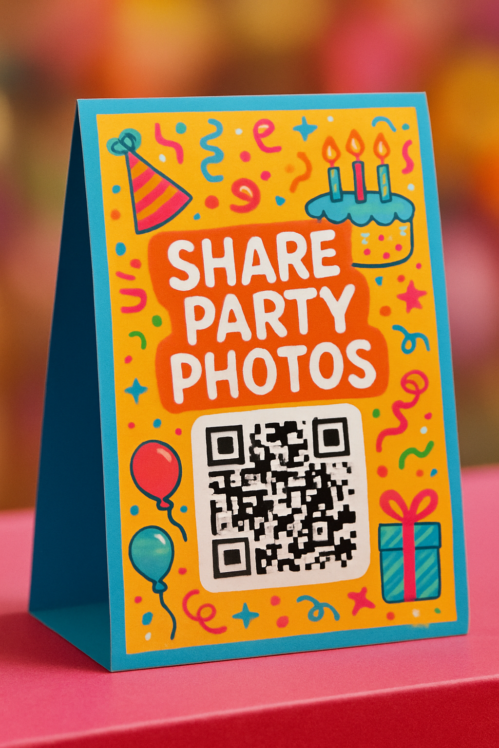 Themed table tents with QR codes