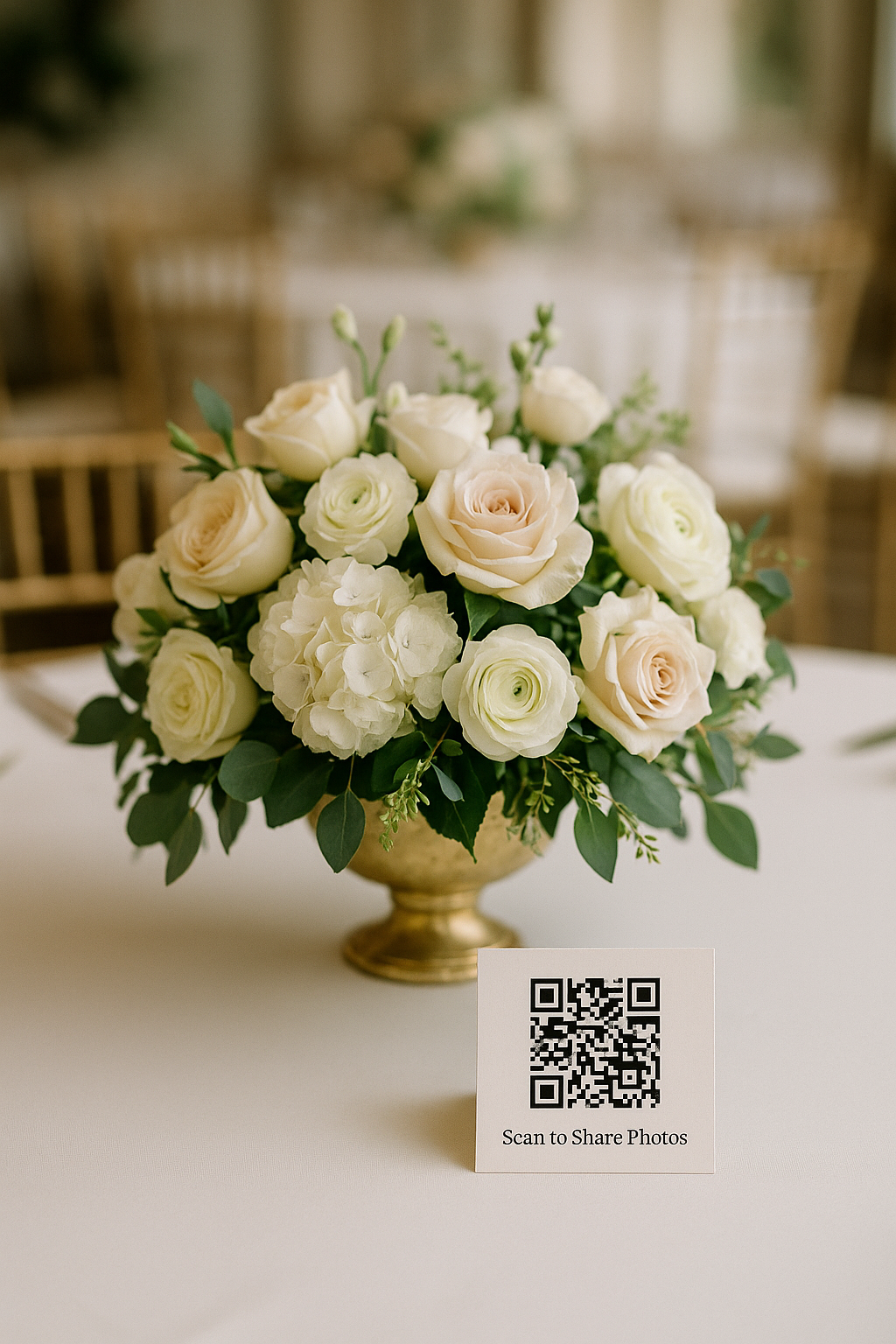 Wedding centerpiece with QR code